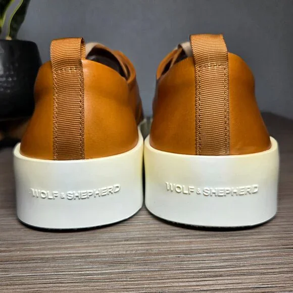 Wolf & Shepherd Cruise Lace-Up Fair Sneakers M7.5 / W9 Honey Leather White Sole - Picture 7 of 12